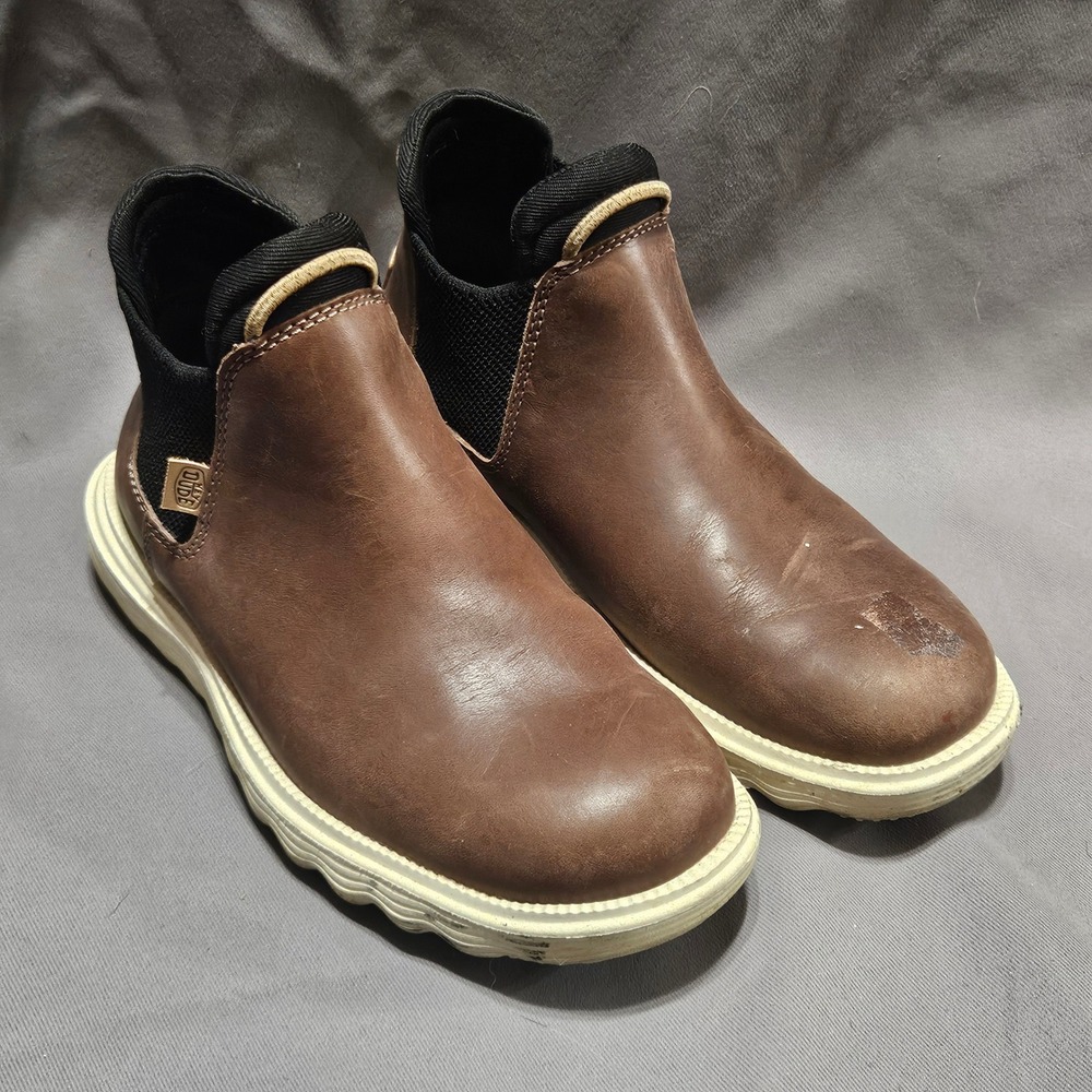 Hey Dude Branson Boot Craft Leather Coffee Brown Chelsea Ankle Boots Women 7